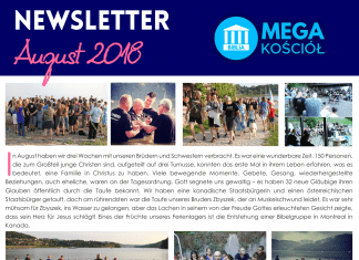 Newsletter August 2018 auf Deutsch #MegaChurch